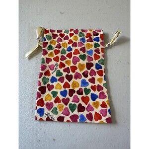 NWOT Brighton All Over Colorful Hearts Jewelry Drawstring Gift Travel Pouch